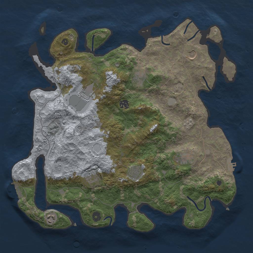 Rust Map: Procedural Map, Size: 4000, Seed: 776084, 16 Monuments