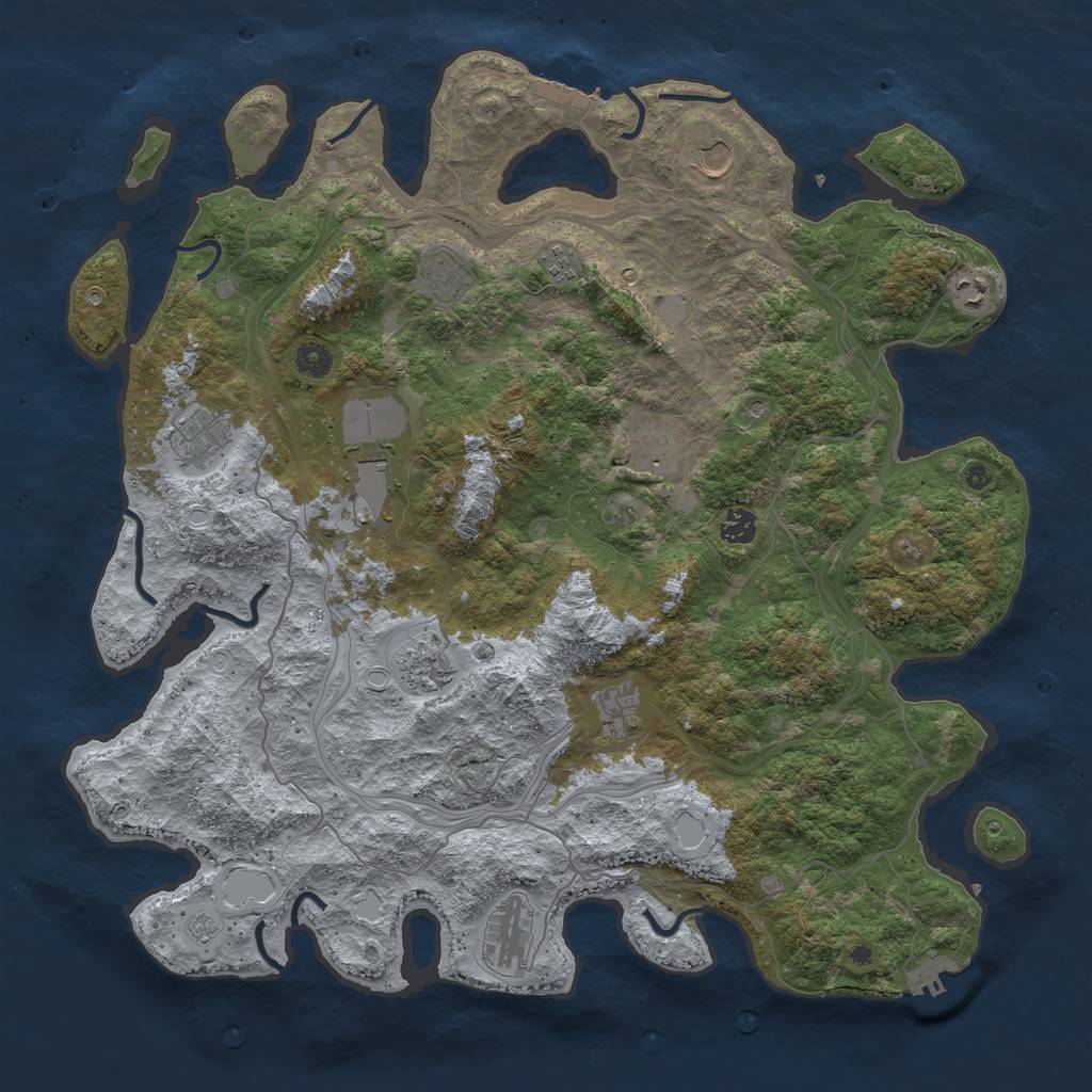 Rust Map: Procedural Map, Size: 4500, Seed: 1520899861, 18 Monuments