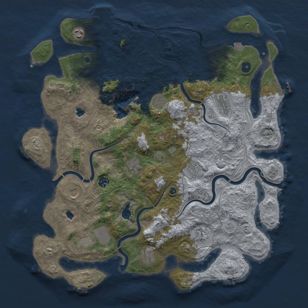 Rust Map: Procedural Map, Size: 4500, Seed: 387187, 17 Monuments