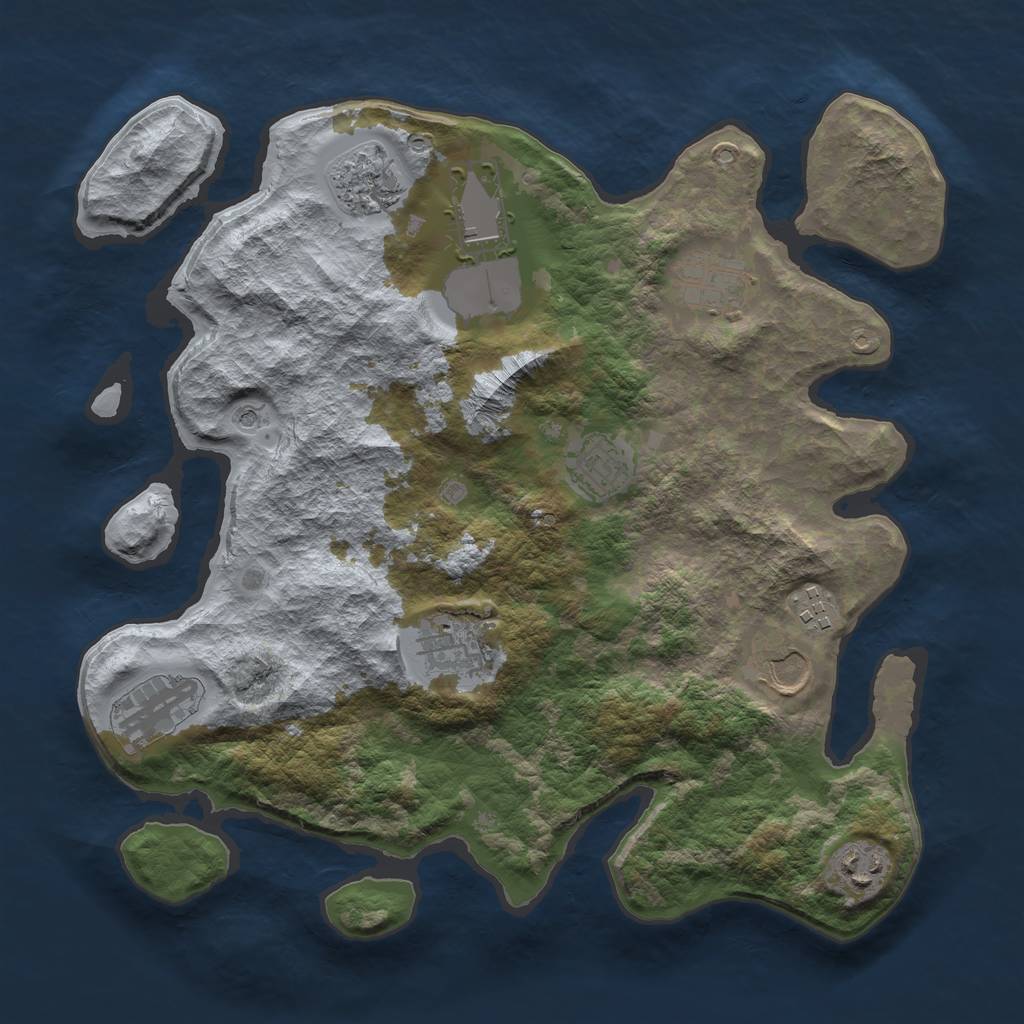 Rust Map: Barren, Size: 3500, Seed: 196474, 12 Monuments