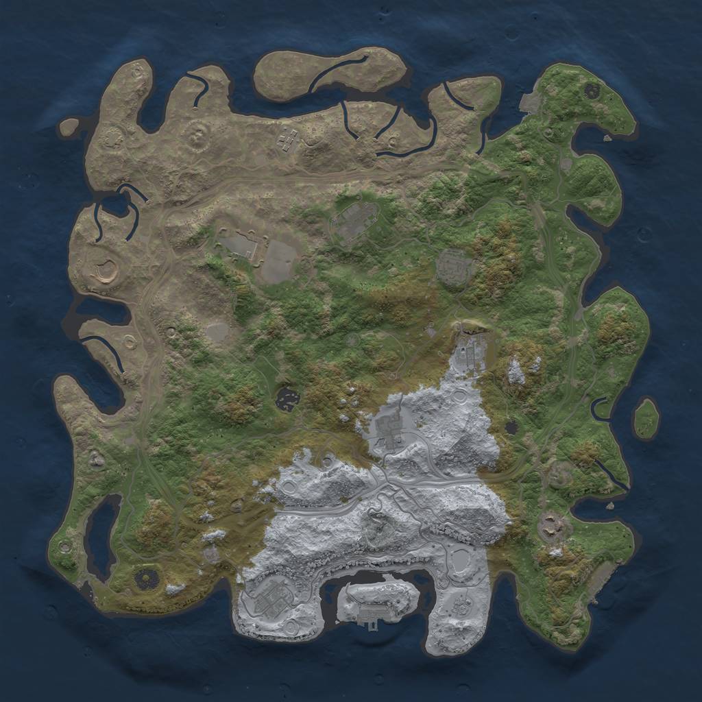 Rust Map: Procedural Map, Size: 4500, Seed: 917057, 18 Monuments