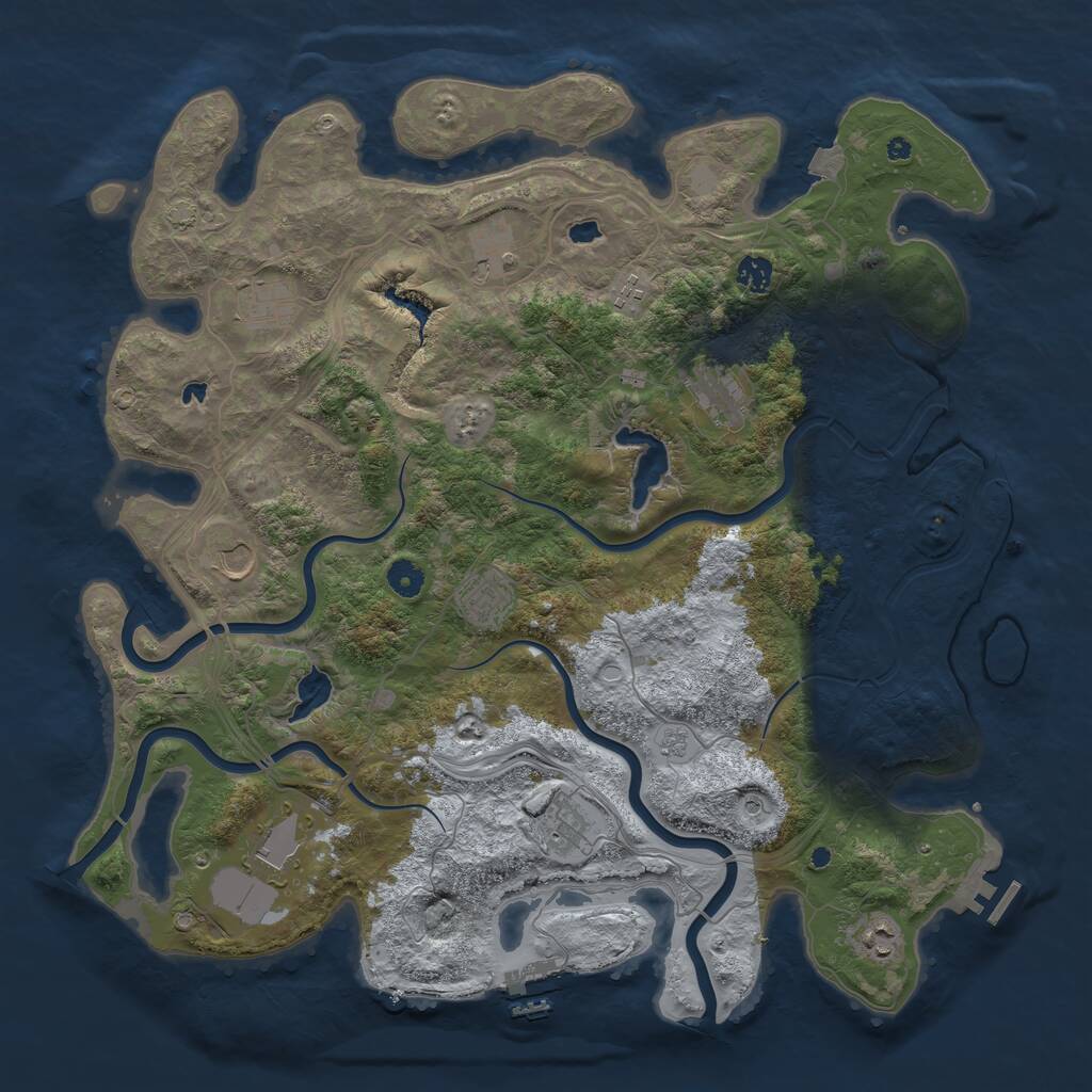 Rust Map: Procedural Map, Size: 4500, Seed: 917057, 16 Monuments