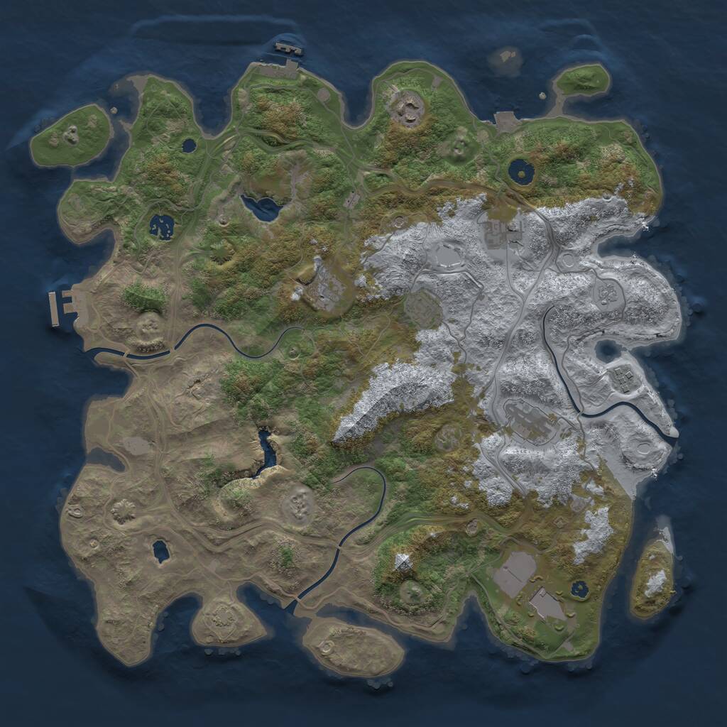 Rust Map: Procedural Map, Size: 4250, Seed: 371441359, 14 Monuments