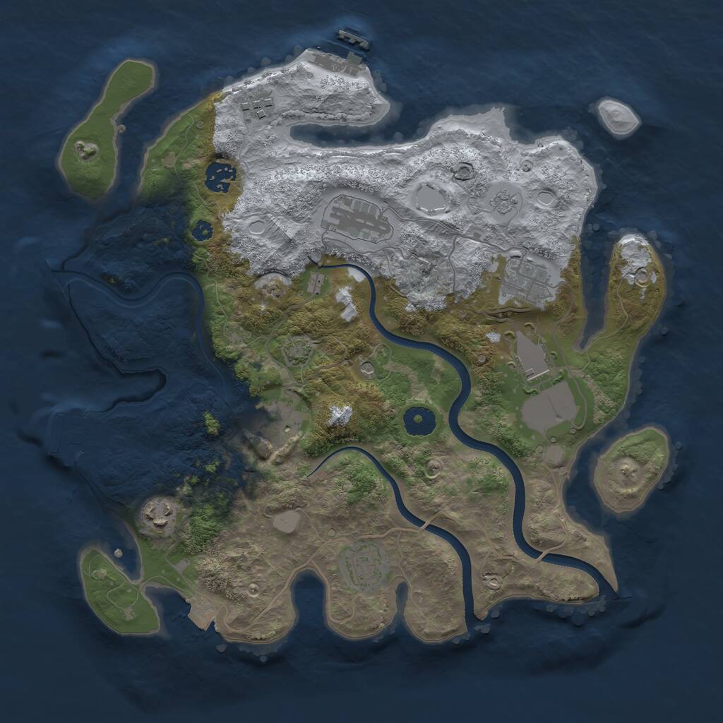 Rust Map: Procedural Map, Size: 3500, Seed: 1129399120, 14 Monuments