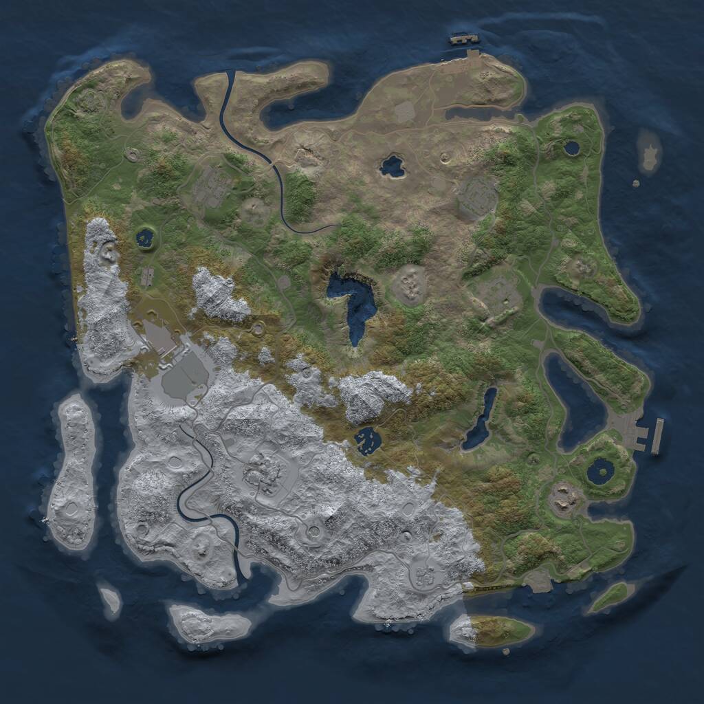 Rust Map: Procedural Map, Size: 4000, Seed: 57362, 13 Monuments