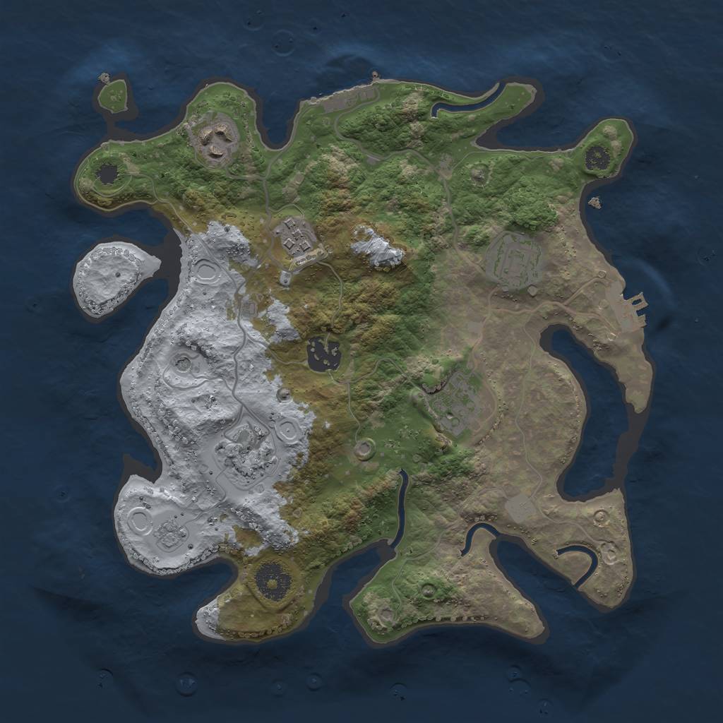 Rust Map: Procedural Map, Size: 3000, Seed: 312763, 13 Monuments