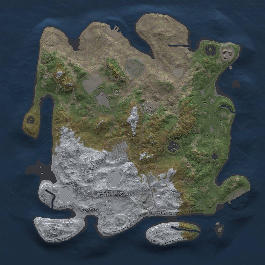 Rust Map: Procedural Map, Size: 3500, Seed: 542633, 14 Monuments