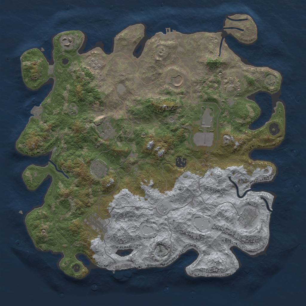 Rust Map: Procedural Map, Size: 4000, Seed: 220283, 18 Monuments