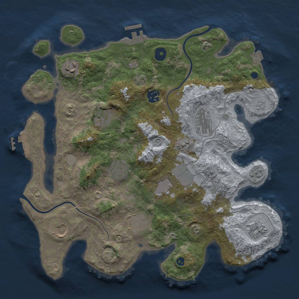 Rust Map: Procedural Map, Size: 3500, Seed: 1056848427, 16 Monuments