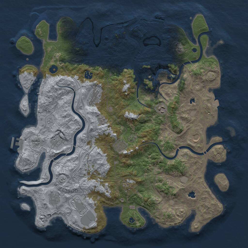 Rust Map: Procedural Map, Size: 4500, Seed: 435002, 16 Monuments