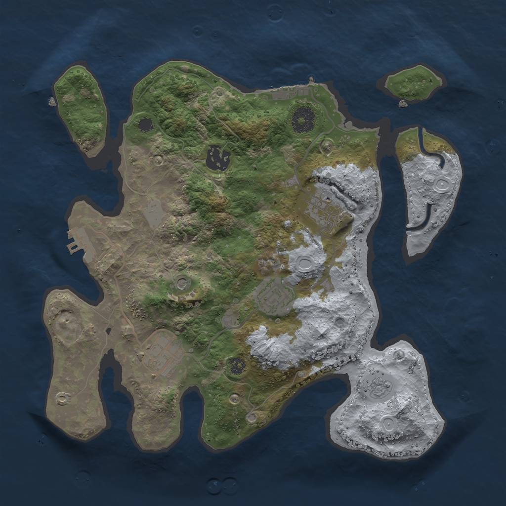 Rust Map: Procedural Map, Size: 3000, Seed: 543245544, 11 Monuments