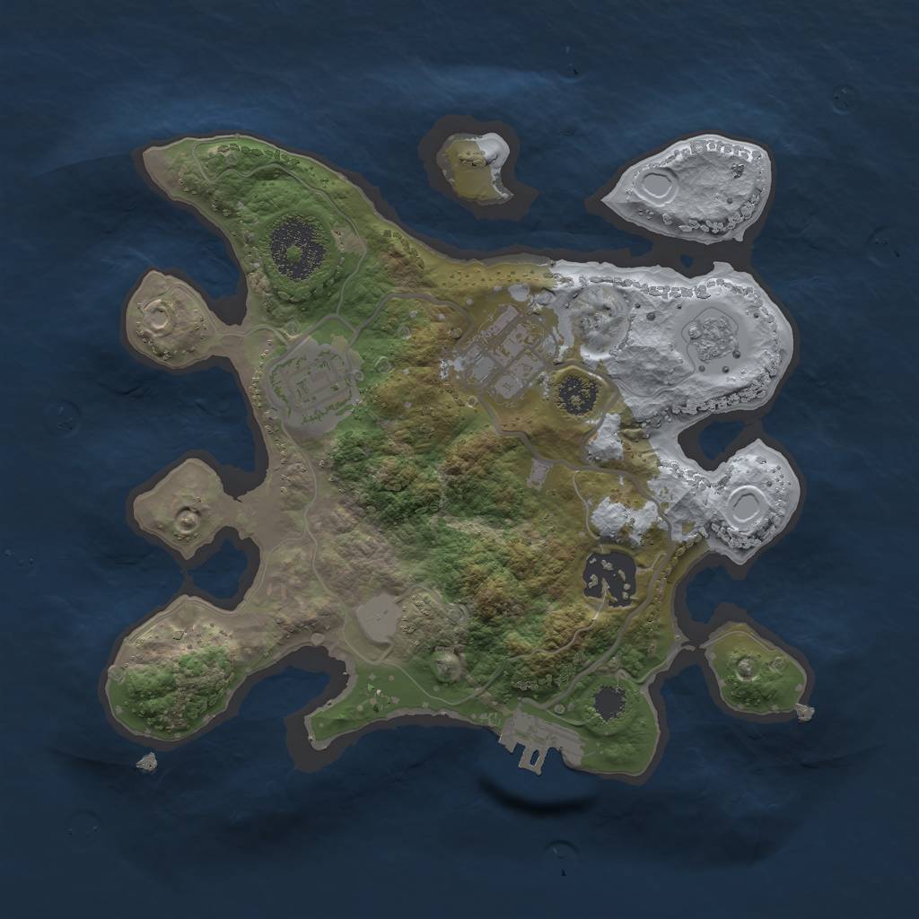 Rust Map: Procedural Map, Size: 2400, Seed: 123, 8 Monuments