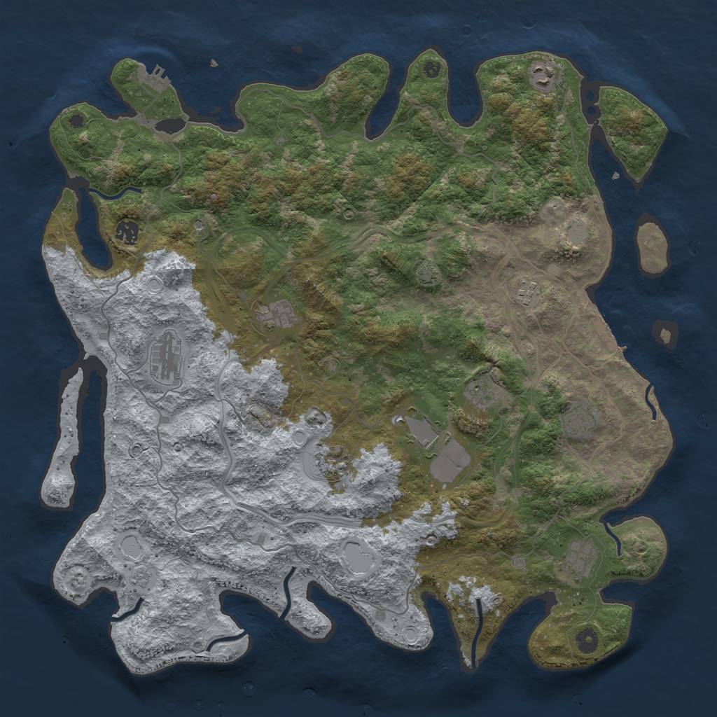 Rust Map: Procedural Map, Size: 4500, Seed: 6743, 18 Monuments