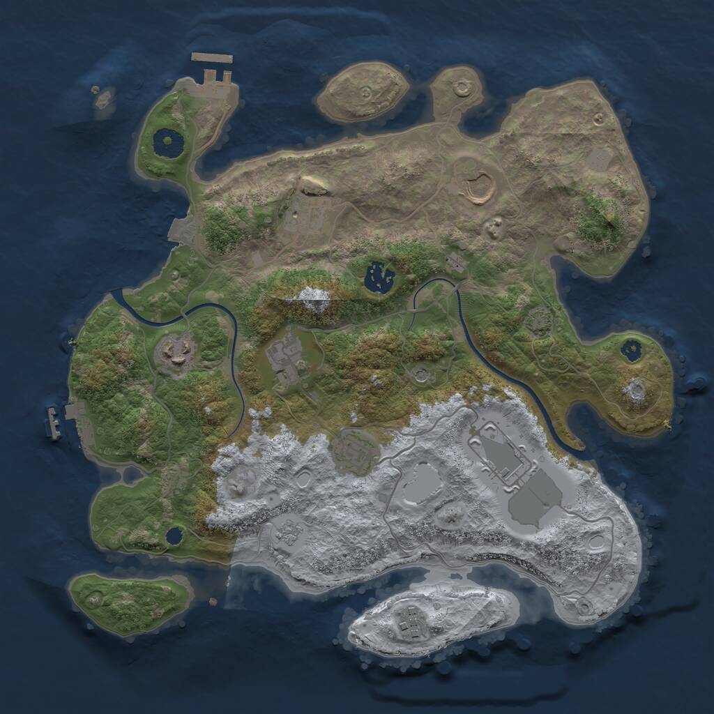Rust Map: Procedural Map, Size: 3500, Seed: 123096, 14 Monuments