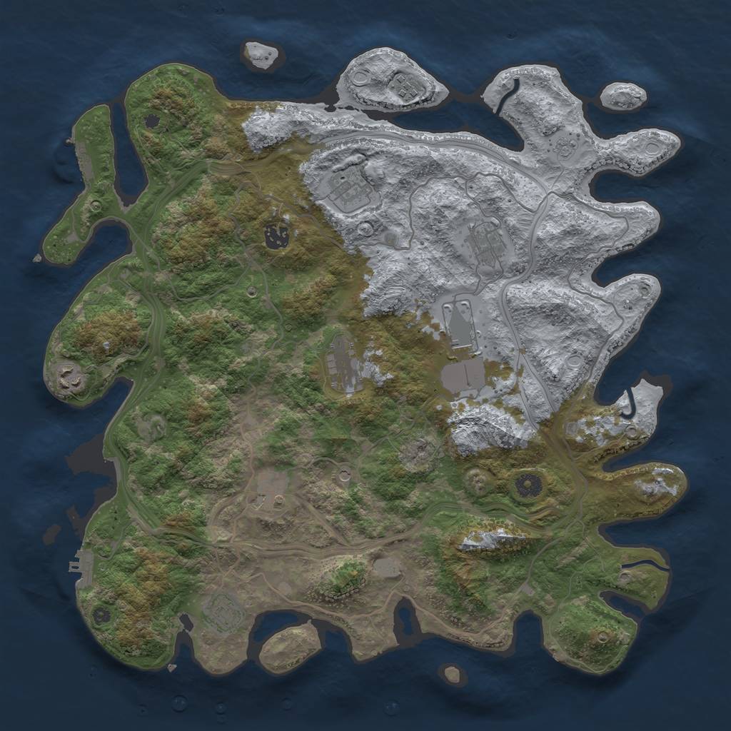 Rust Map: Procedural Map, Size: 4250, Seed: 45370, 16 Monuments