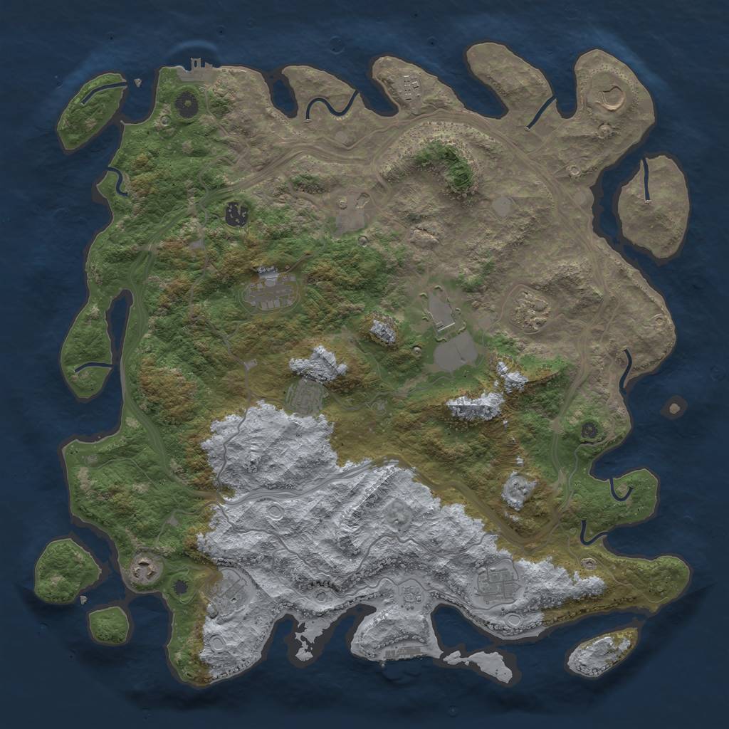 Rust Map: Procedural Map, Size: 4500, Seed: 985909, 18 Monuments