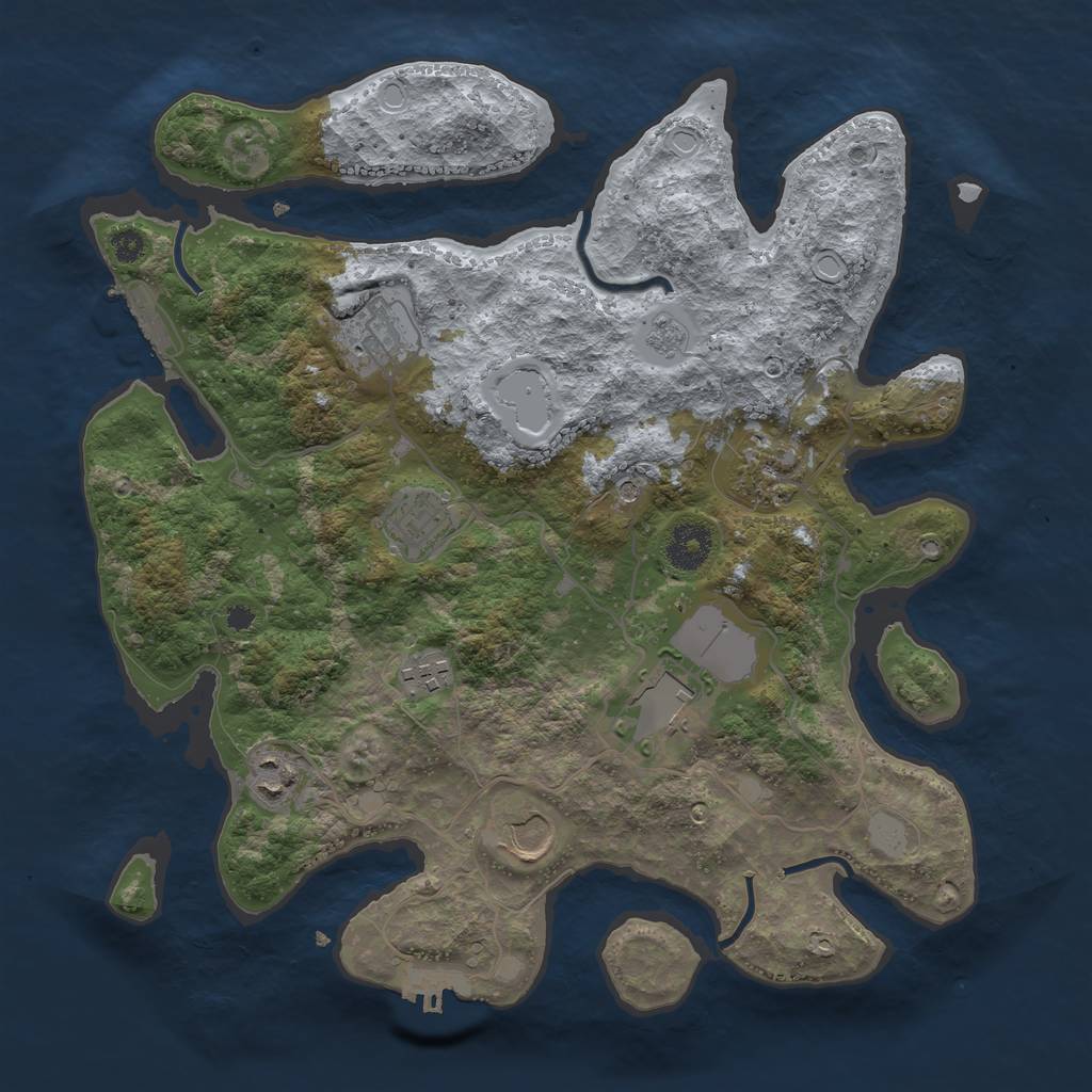 Rust Map: Procedural Map, Size: 3500, Seed: 663121, 14 Monuments