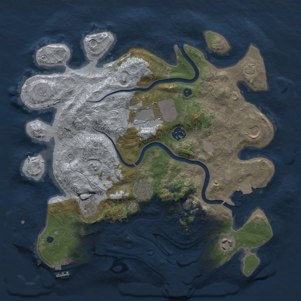 Rust Map: Procedural Map, Size: 3500, Seed: 465879780, 13 Monuments