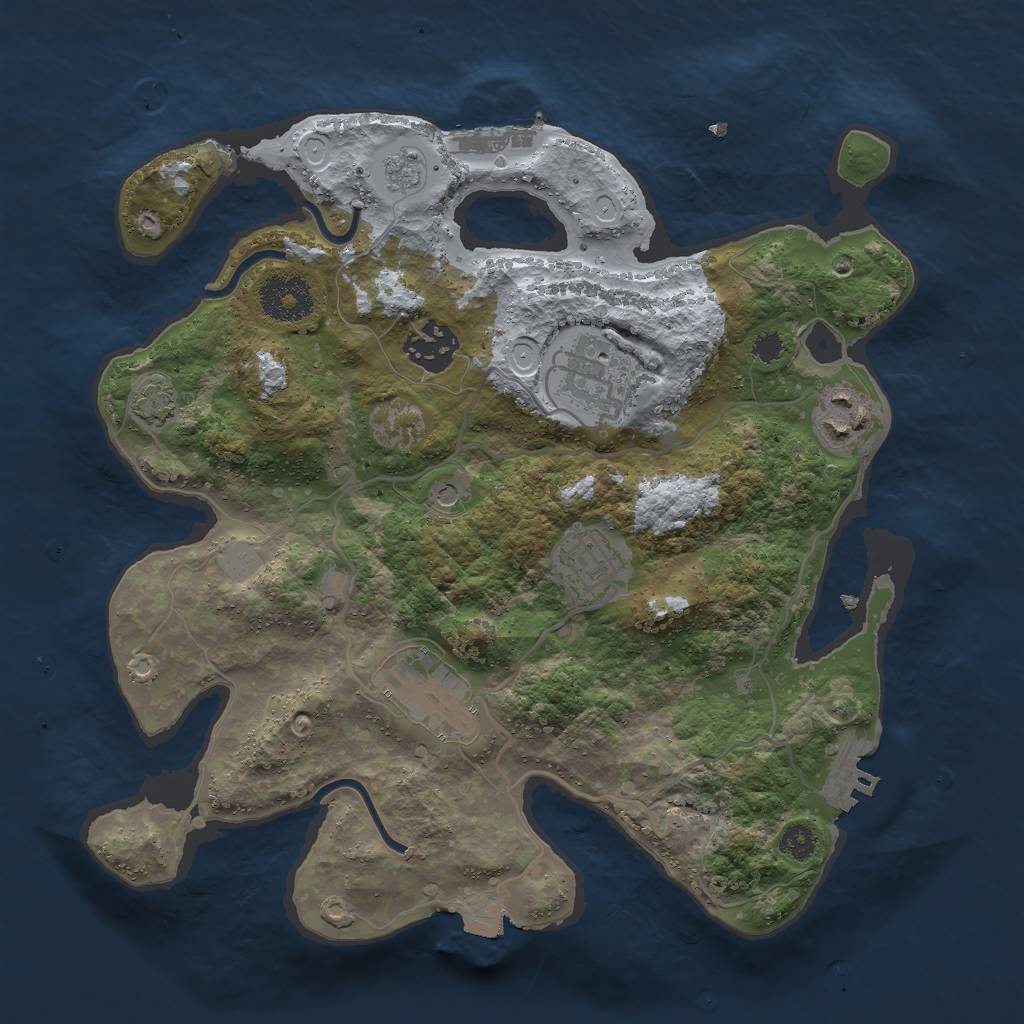 Rust Map: Procedural Map, Size: 3000, Seed: 45435789, 13 Monuments