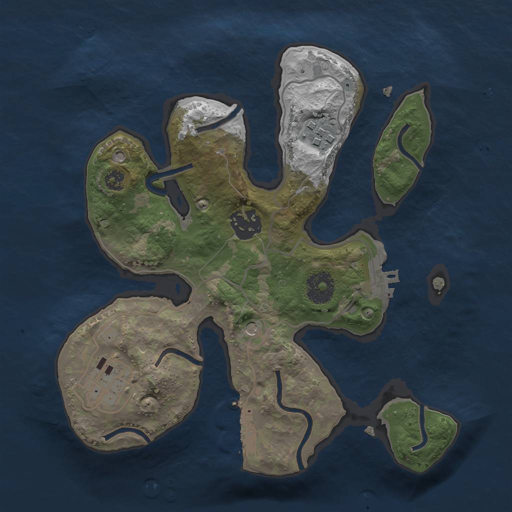 Rust Map: Procedural Map, Size: 2500, Seed: 34523135, 8 Monuments