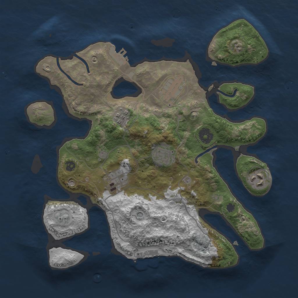 Rust Map: Procedural Map, Size: 3000, Seed: 1115113177, 10 Monuments