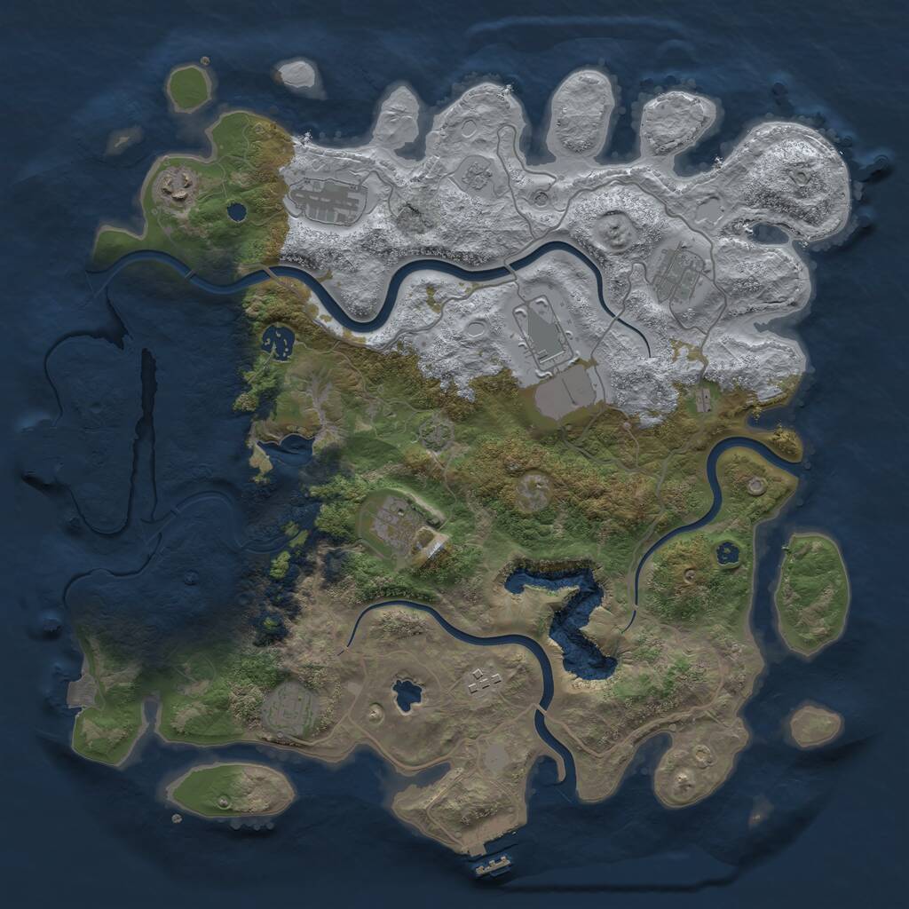 Rust Map: Procedural Map, Size: 4000, Seed: 673843, 14 Monuments