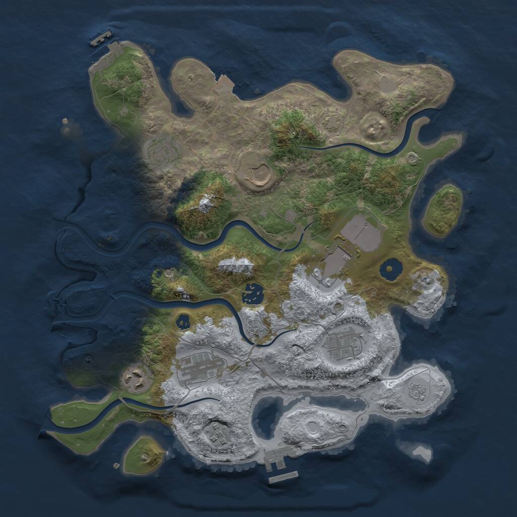 Rust Map: Procedural Map, Size: 3500, Seed: 127621, 14 Monuments