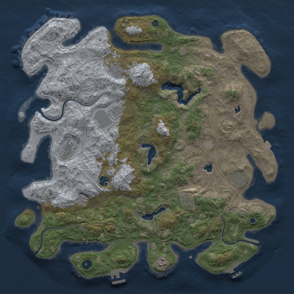 Rust Map: Procedural Map, Size: 4500, Seed: 49932, 14 Monuments
