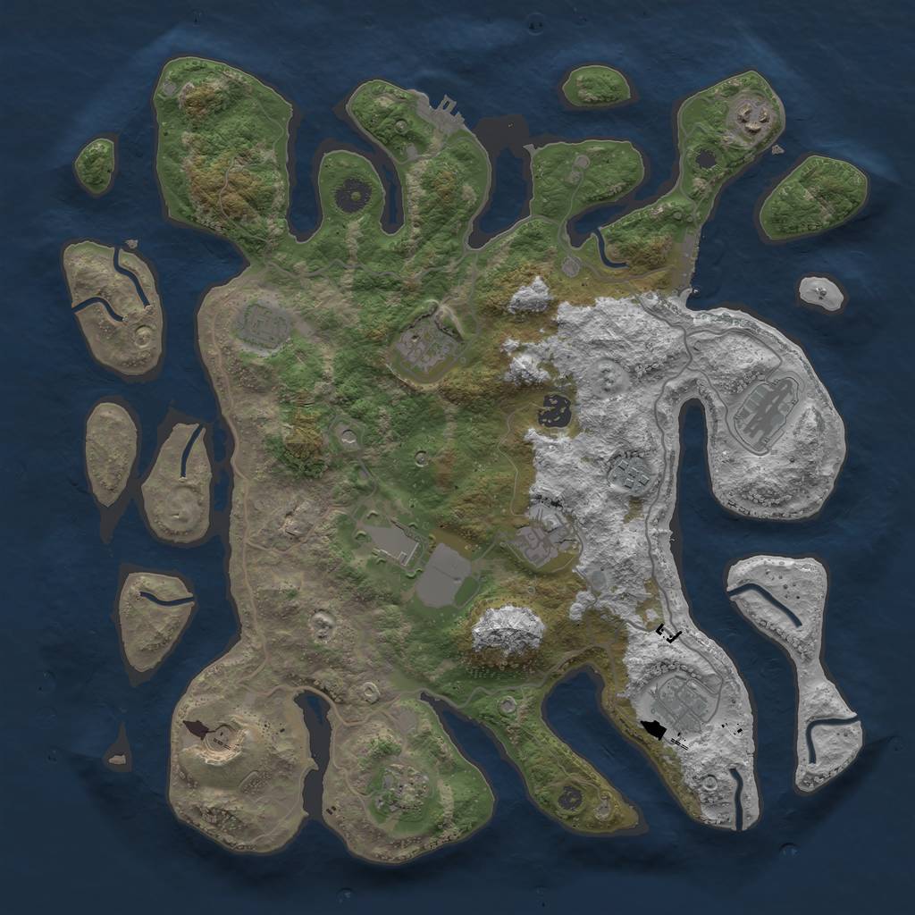 Rust Map: Procedural Map, Size: 4000, Seed: 123234643, 16 Monuments