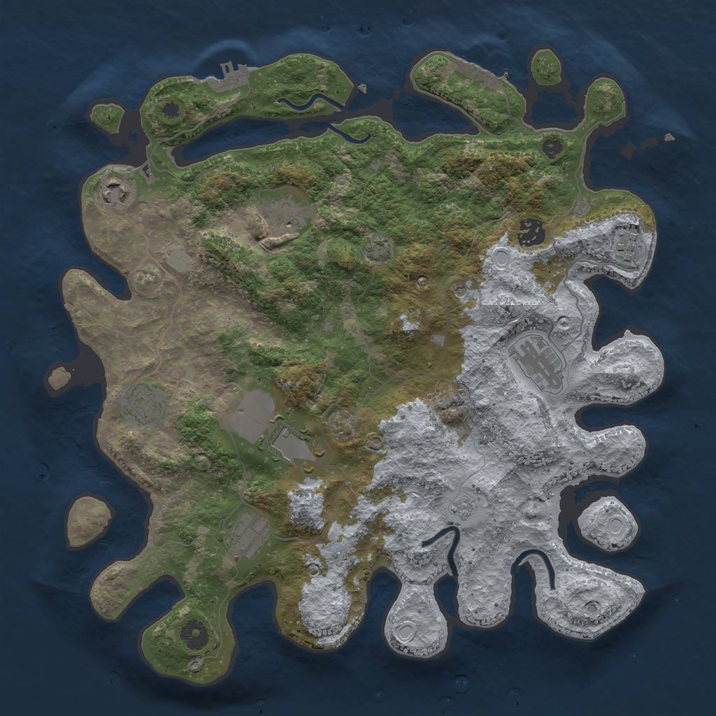 Rust Map: Procedural Map, Size: 3750, Seed: 420234666, 16 Monuments