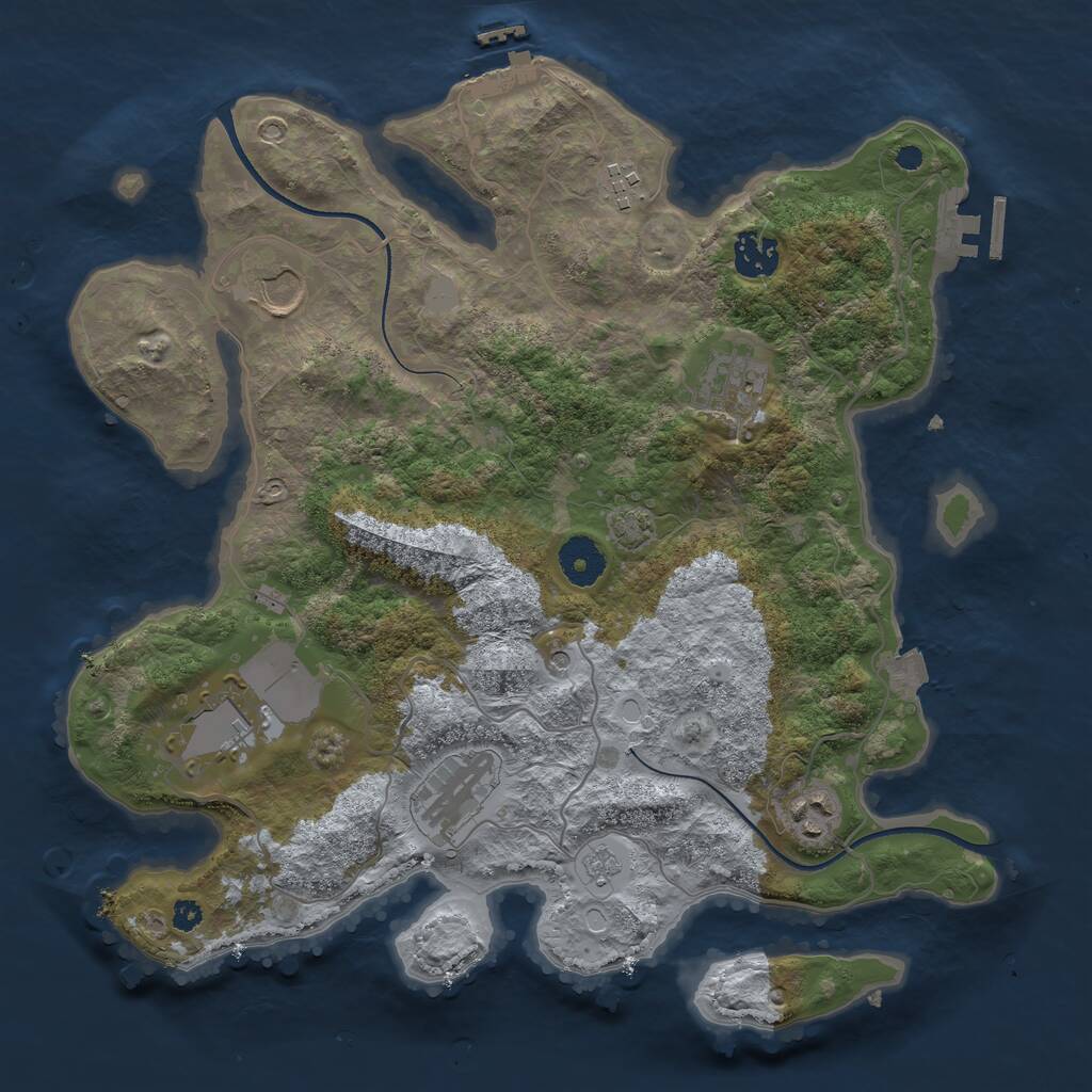 Rust Map: Procedural Map, Size: 3500, Seed: 4834356, 13 Monuments