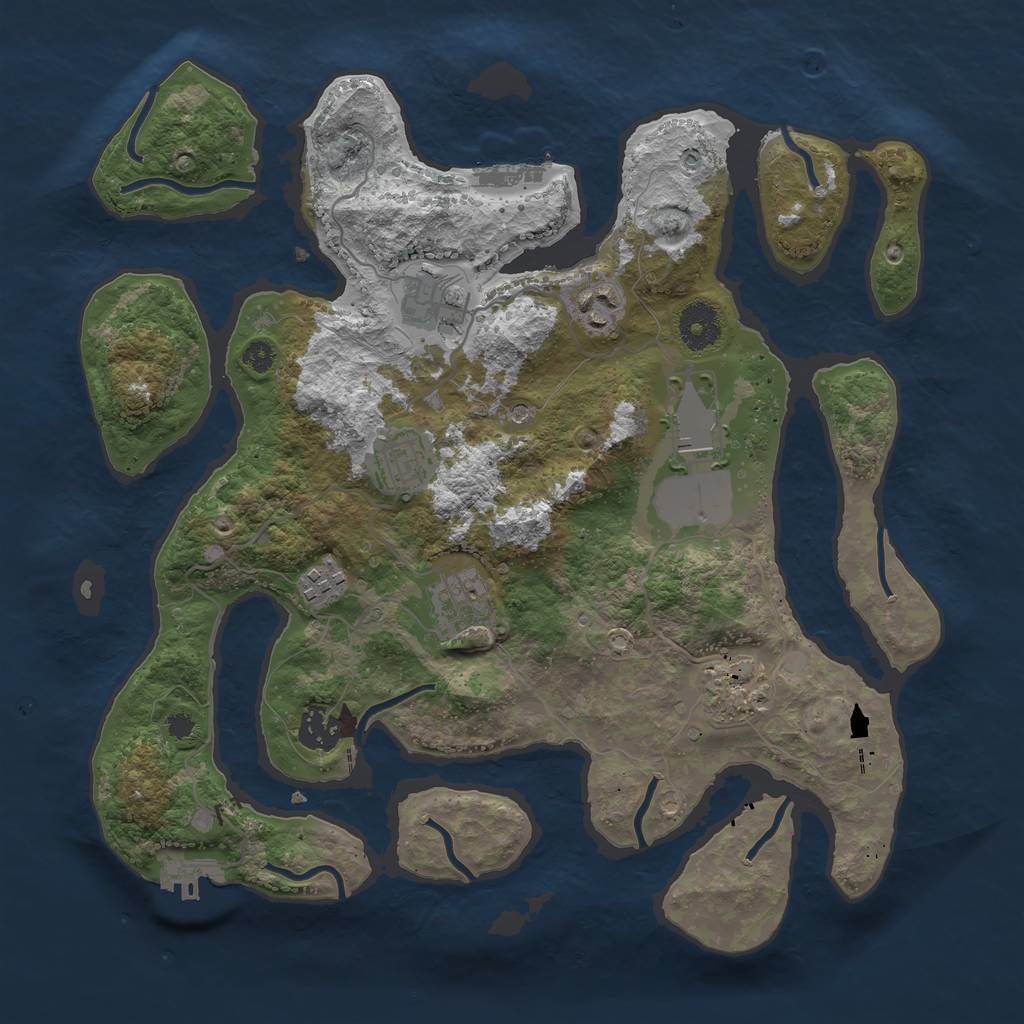 Rust Map: Procedural Map, Size: 3500, Seed: 1727511319, 13 Monuments