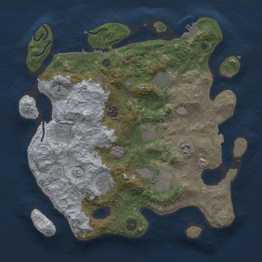 Rust Map: Procedural Map, Size: 3500, Seed: 574342, 16 Monuments