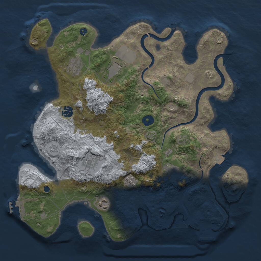 Rust Map: Procedural Map, Size: 3500, Seed: 8396518, 13 Monuments