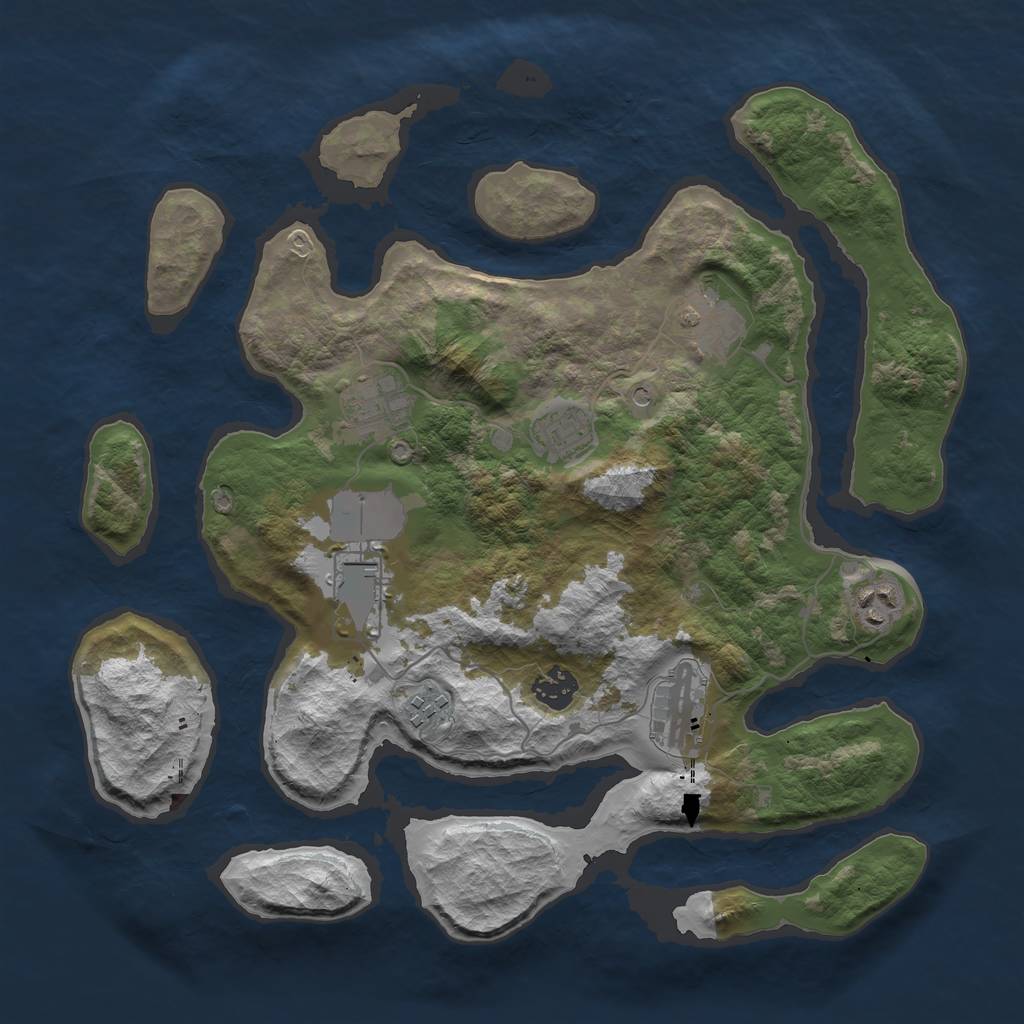 Rust Map: Barren, Size: 3600, Seed: 346095, 11 Monuments