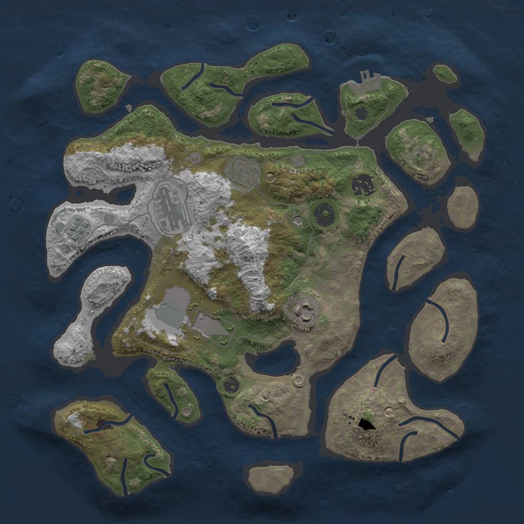 Rust Map: Procedural Map, Size: 3500, Seed: 916155, 10 Monuments