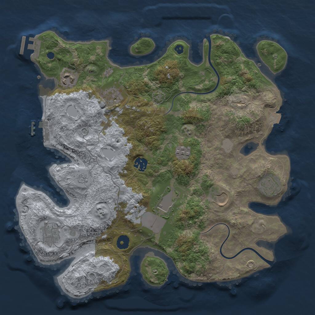 Rust Map: Procedural Map, Size: 3500, Seed: 600241, 14 Monuments