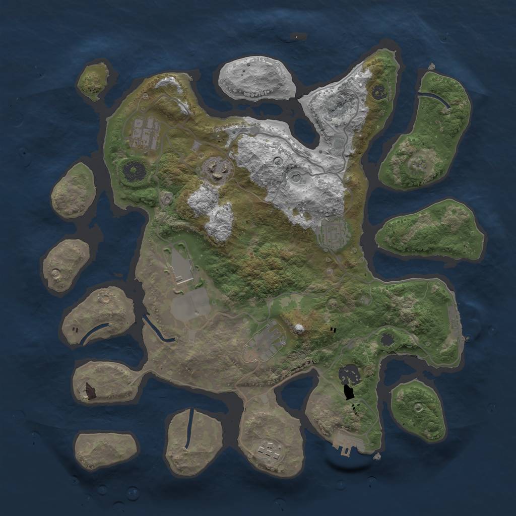 Rust Map: Procedural Map, Size: 3500, Seed: 292591, 12 Monuments