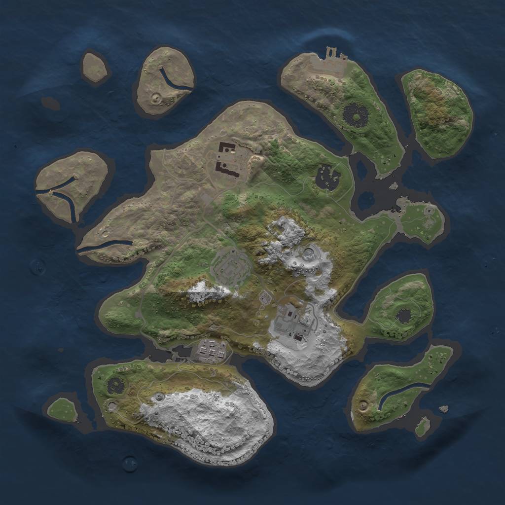 Rust Map: Procedural Map, Size: 3000, Seed: 2135453639, 9 Monuments