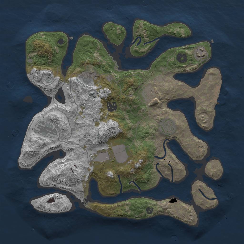 Rust Map: Procedural Map, Size: 3500, Seed: 395642, 11 Monuments