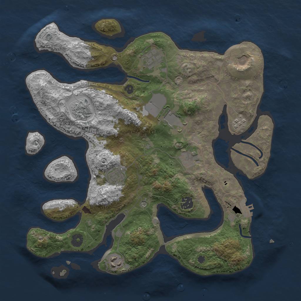 Rust Map: Procedural Map, Size: 3500, Seed: 544563, 13 Monuments