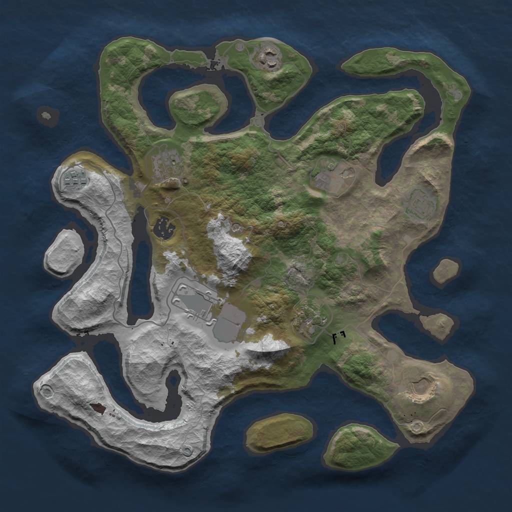 Rust Map: Barren, Size: 3600, Seed: 462541, 12 Monuments
