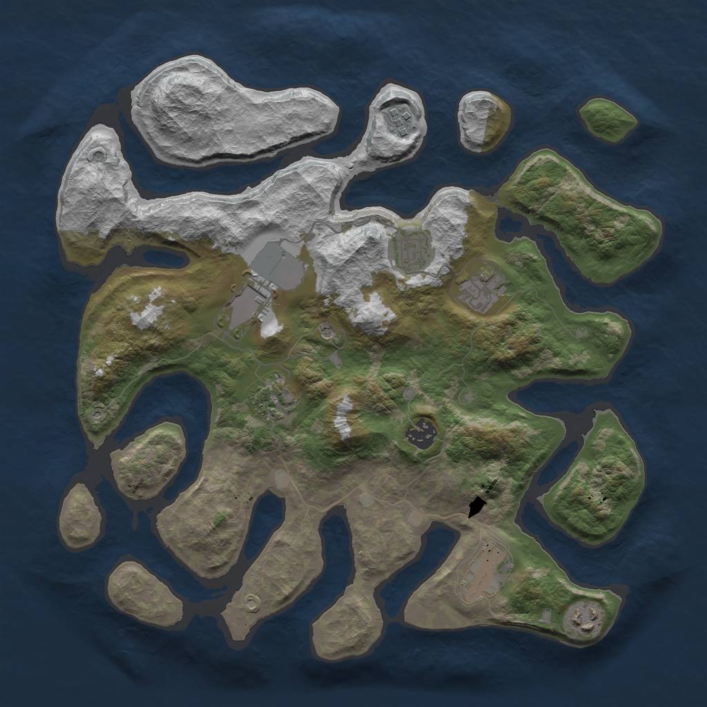 Rust Map: Barren, Size: 3600, Seed: 741484, 11 Monuments