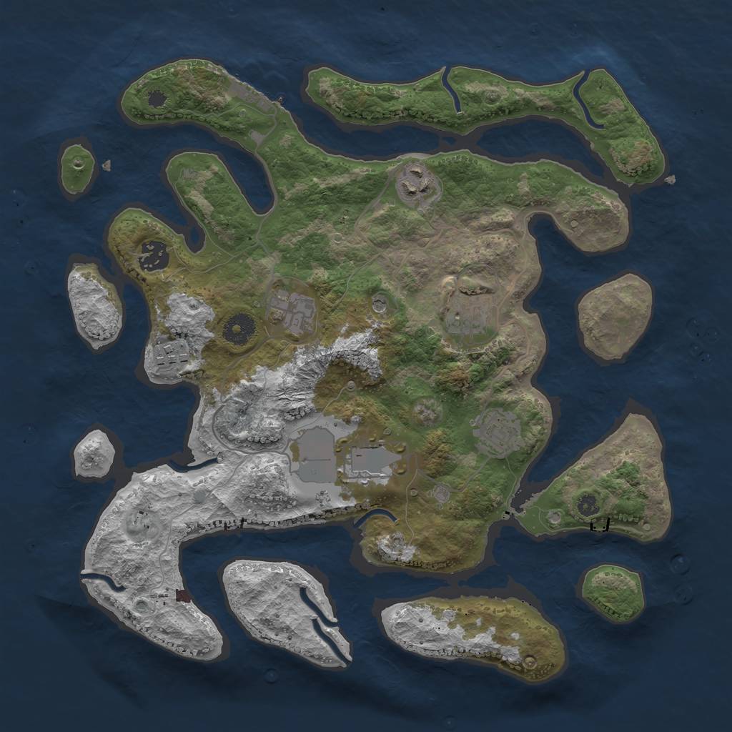 Rust Map: Procedural Map, Size: 3500, Seed: 174648, 11 Monuments