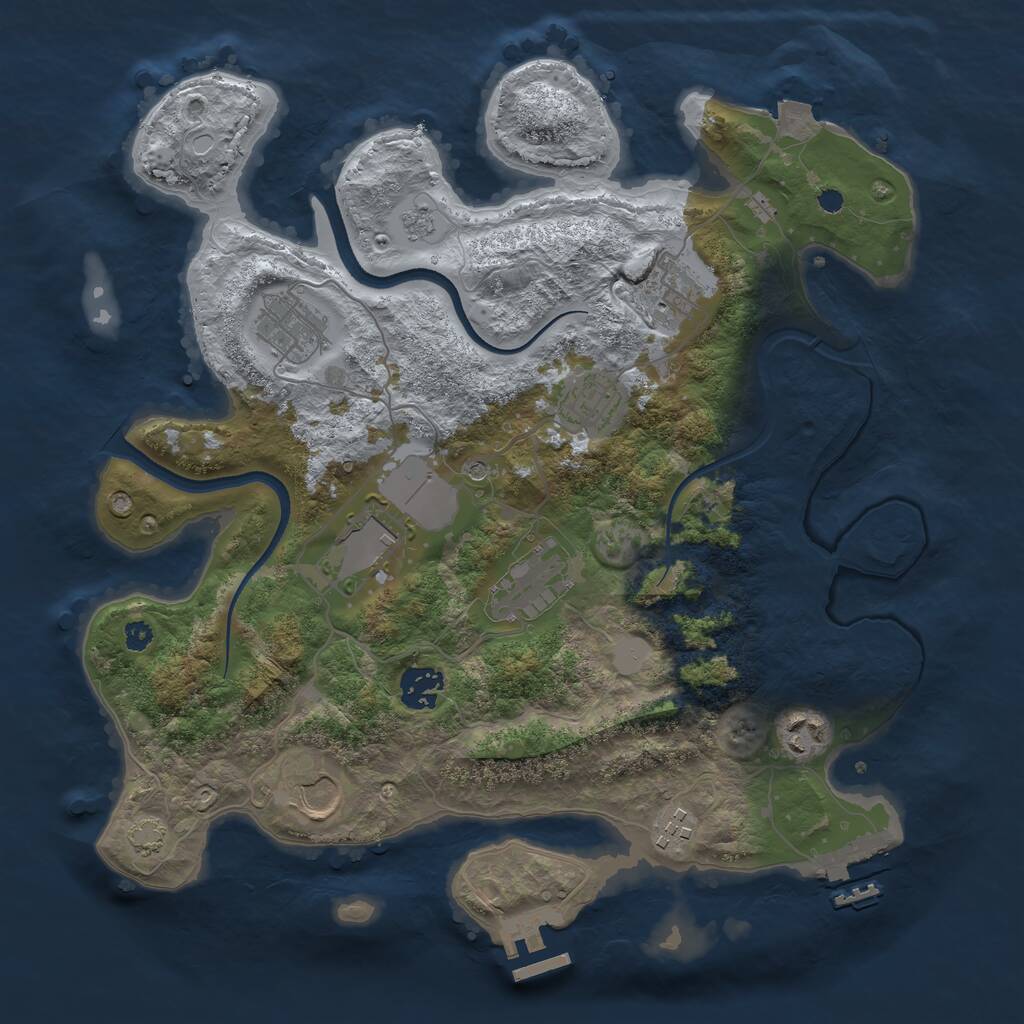 Rust Map: Procedural Map, Size: 3500, Seed: 647258, 15 Monuments