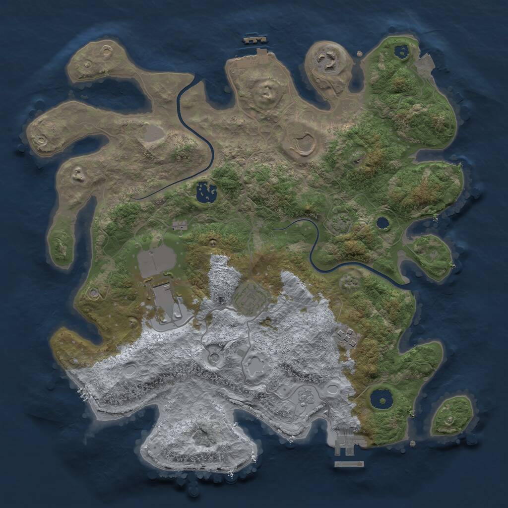 Rust Map: Procedural Map, Size: 3500, Seed: 498431, 12 Monuments