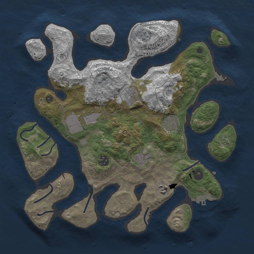 Rust Map: Procedural Map, Size: 3500, Seed: 207485, 11 Monuments