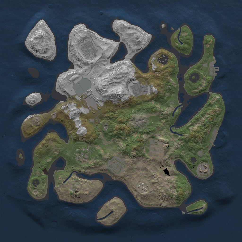 Rust Map: Procedural Map, Size: 3500, Seed: 846450, 14 Monuments