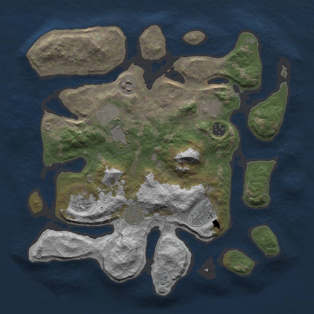 Rust Map: Barren, Size: 3600, Seed: 326725, 11 Monuments
