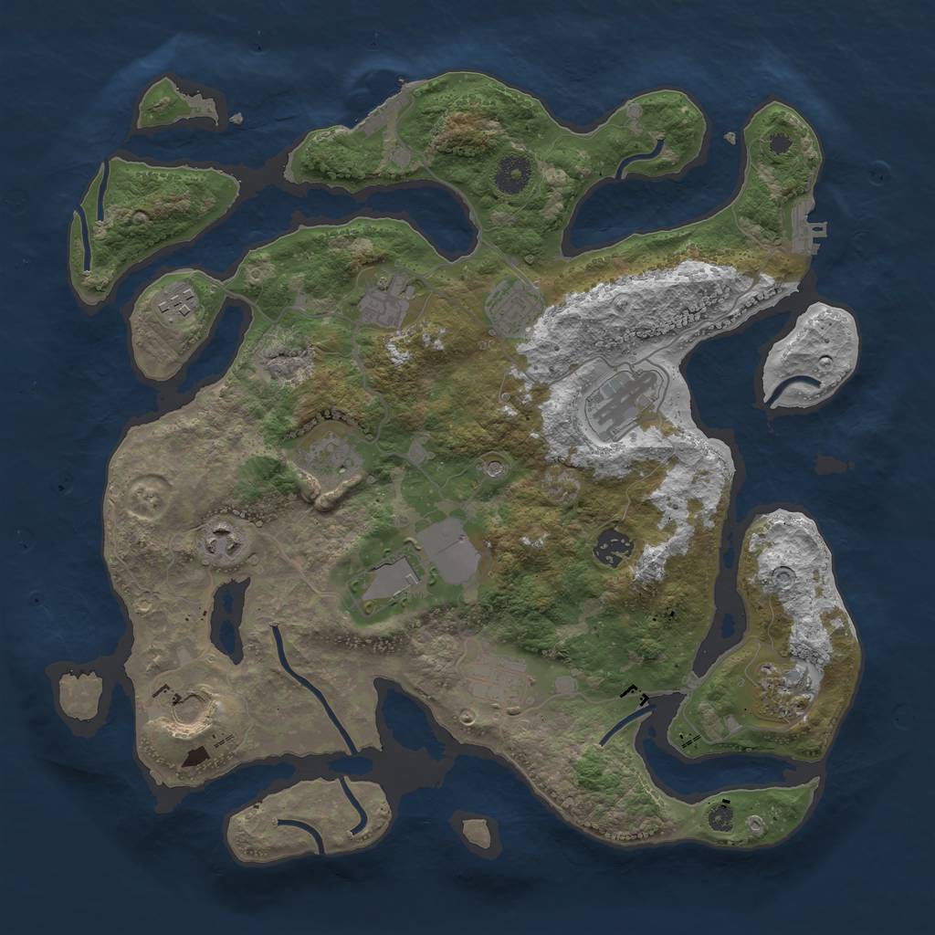 Rust Map: Procedural Map, Size: 3750, Seed: 973160270, 16 Monuments